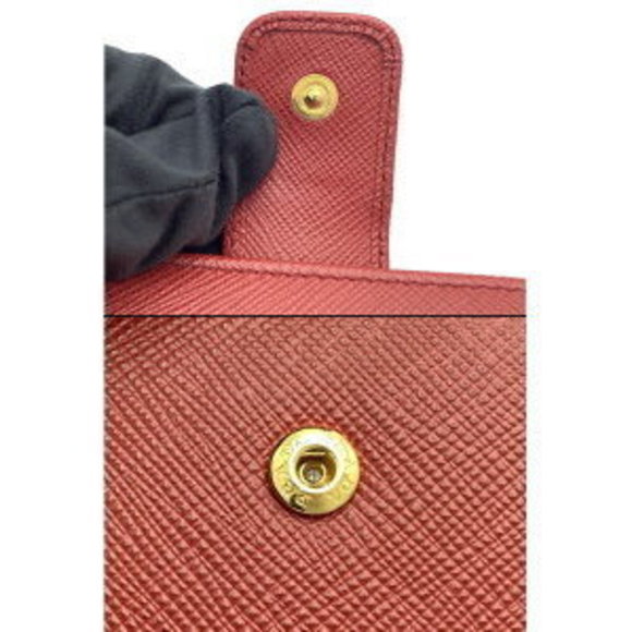 PRADA Saffiano Bifold Wallet Snap Zipper Leather Red - Picture 9 of 16